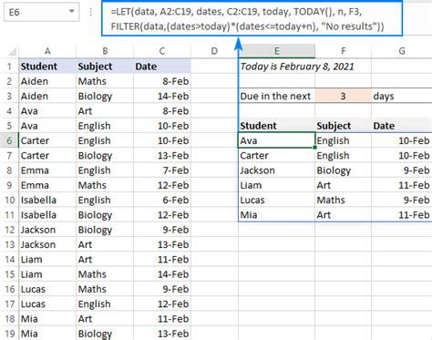 Creating Dynamic Formulas with LET Function