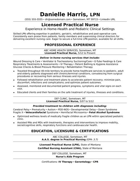 LPN Nurse Resume Examples