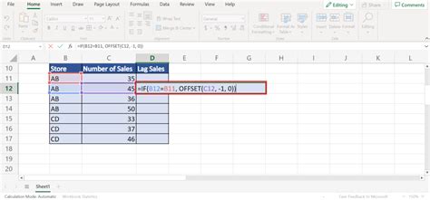 Using Lag with Excel Formulas Example