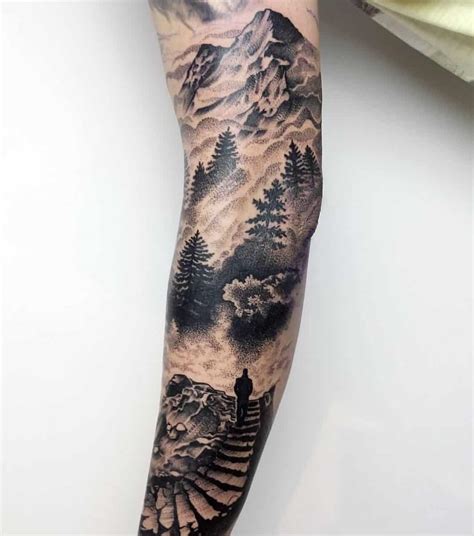 Landscape Leg Sleeve Tattoos