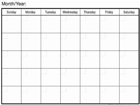 Large Print Calendar Template