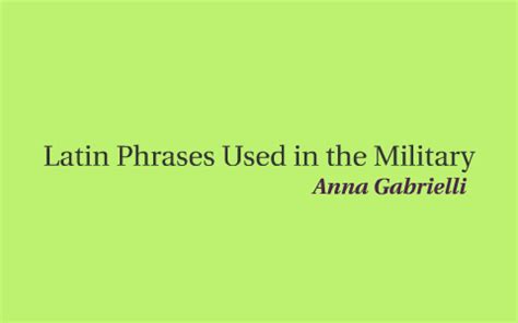 Latin Phrases in Military