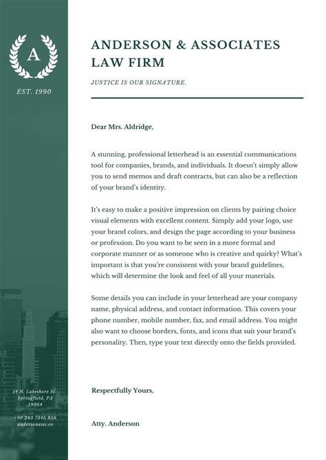 Law Firm Letterhead Design Example