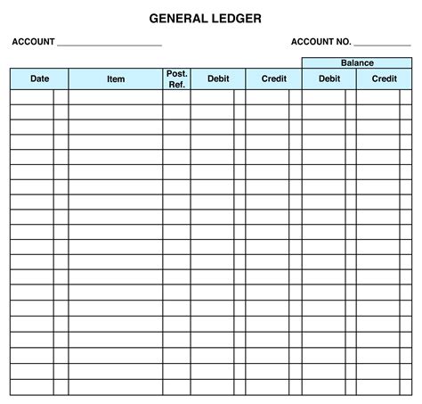 A general ledger sheet template