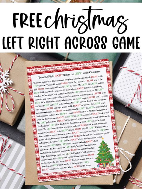 Left Right Across Christmas Game Printable Fun