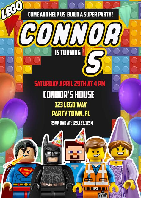 Lego birthday invitation templates