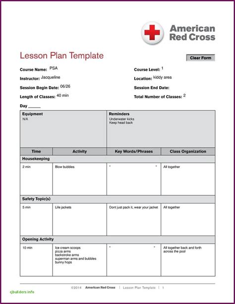 Lesson Information Template