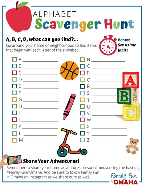 Letter A Printable Scavenger Hunt