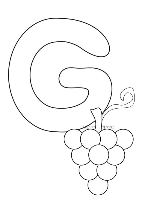 Colorful letter G coloring pages for kids