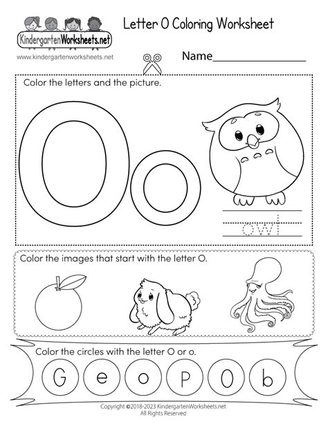 Letter O Activity Sheet for Kids