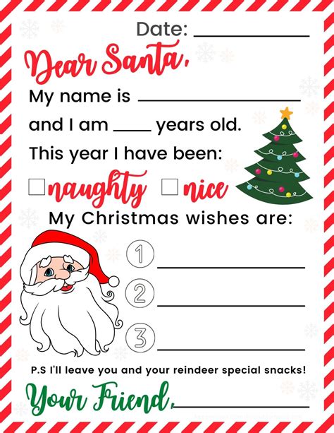 Letter to Santa Template Colorful