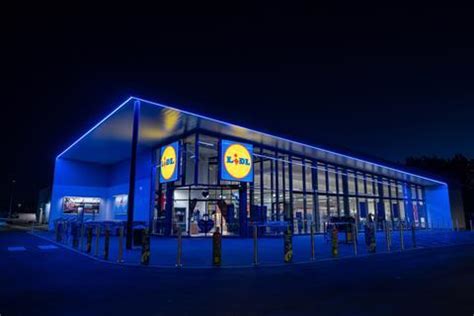 Lidl store exterior at night