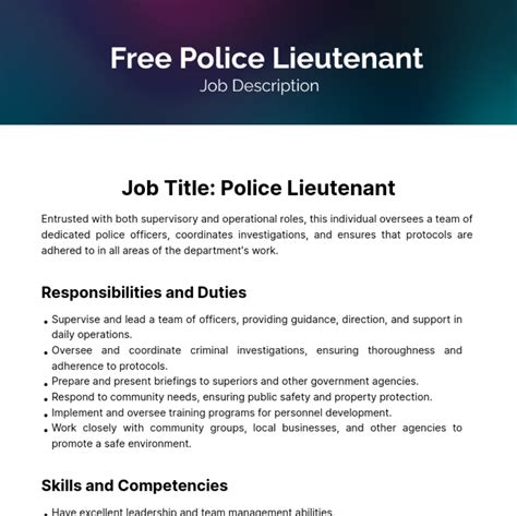 Lieutenant Colonel Job Description