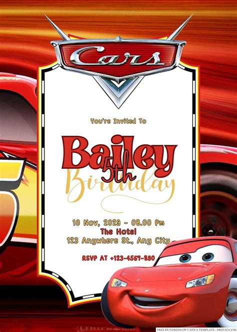 Lightning McQueen Invitation Template 1