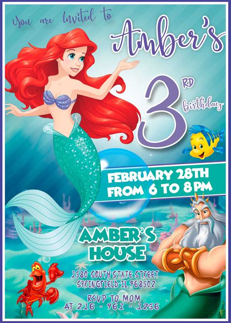 Under the Sea Little Mermaid Invitations