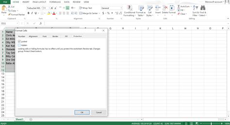 Locked Cells in Excel