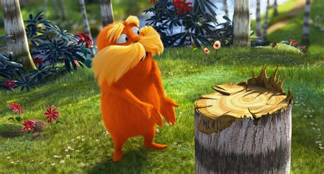 The Lorax speaking to a group of children