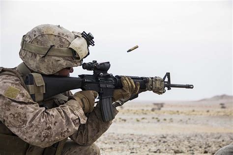 M16 rifle in action