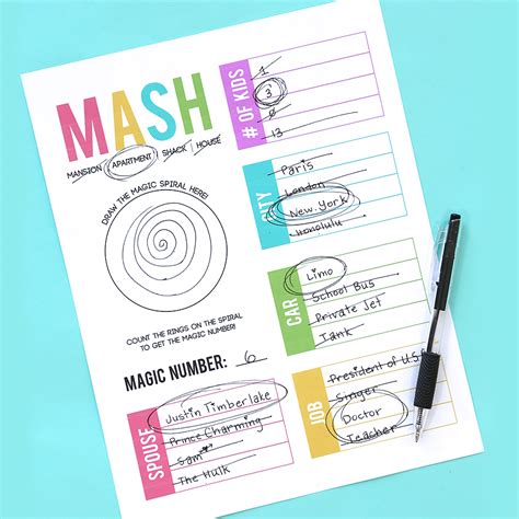 MASH Game Variations