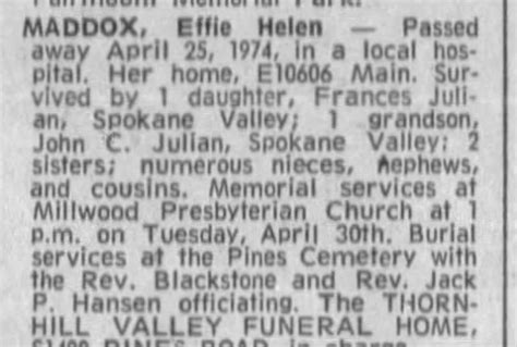 Maddox Historical Obituaries