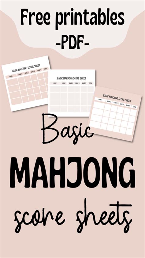 Mahjong Score Tracking Sheet