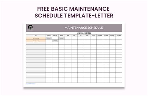 Maintenance Schedule Template Excel