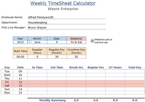 Man Days Calculator Excel Template Example