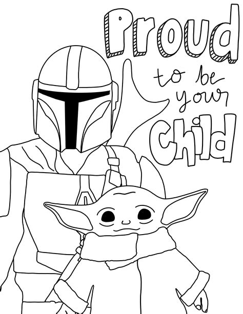 Mandalorian and the child coloring pages