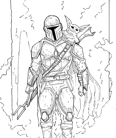 Mandalorian coloring pages for children