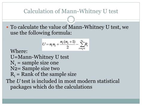 Mann Whitney Test Formula