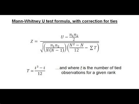 Mann Whitney U Test Excel Formulas