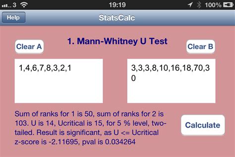 Mann Whitney U Test Online Calculators