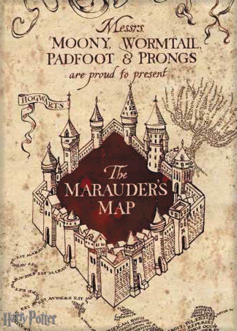 A printable book cover featuring the Marauder's Map.