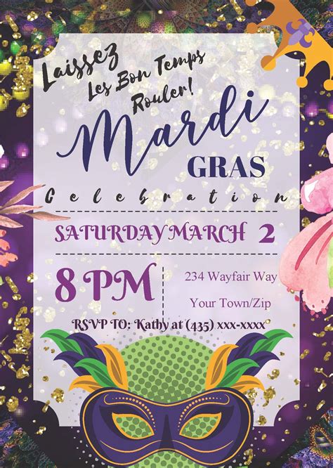 Mardi Gras Invitation Template 1