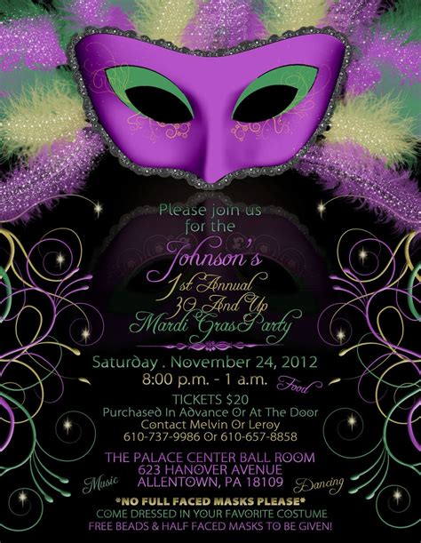 Mardi Gras Invitation Template Free