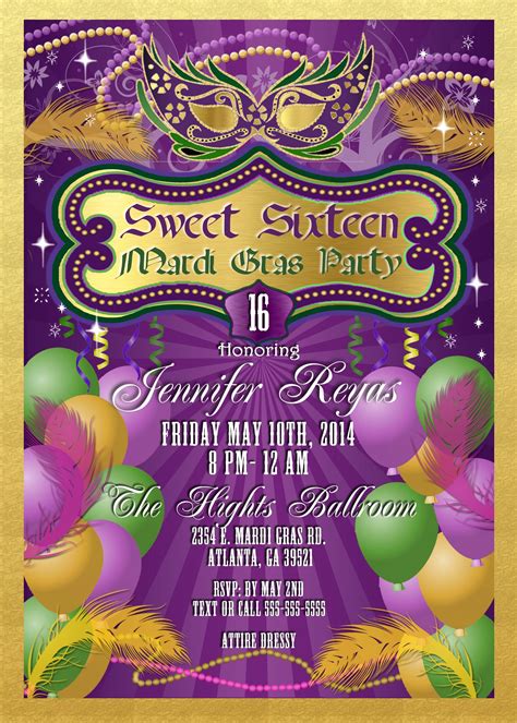 Mardi Gras Invitations Free Printable Templates