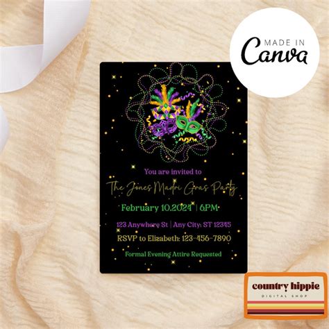 Mardi Gras Party Invitation Templates