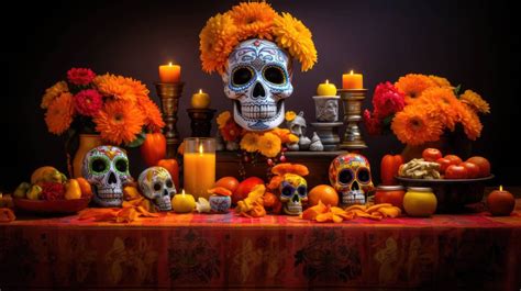 Marigold and Skull Day of the Dead Invitation