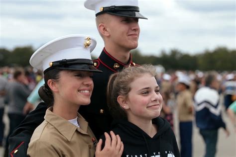 Marine recruits during graduation