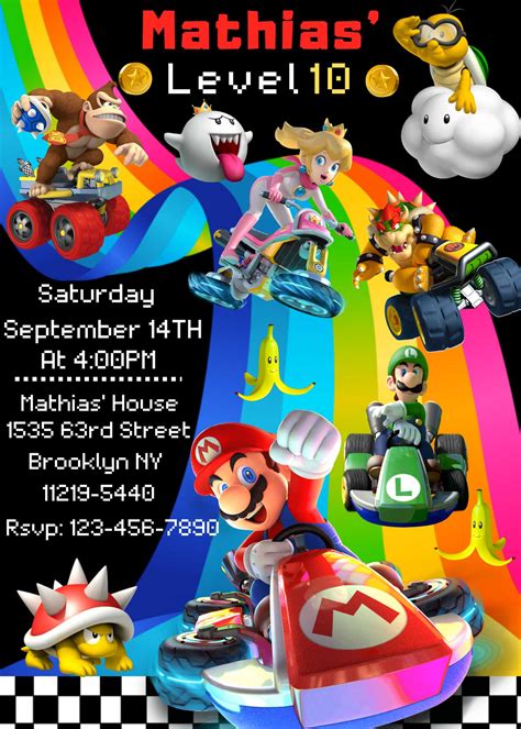 Mario Kart Invitation Template Design