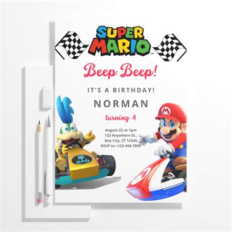 Types of Mario Kart Invitation Templates