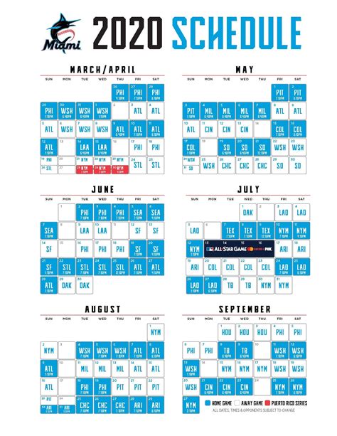 Marlins Printable Schedule Template