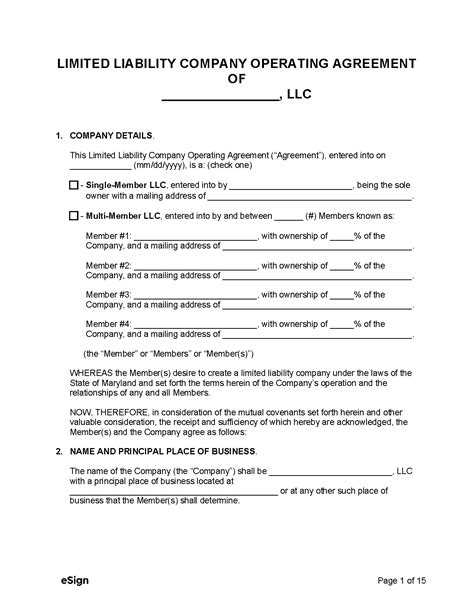 Maryland LLC Operating Agreement template 8