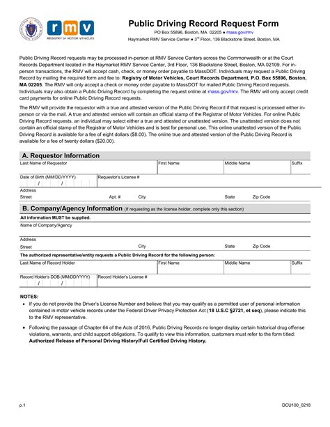 Massachusetts RMV forms