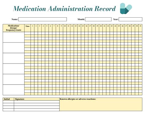 Medication Administration Record Template Excel Sample