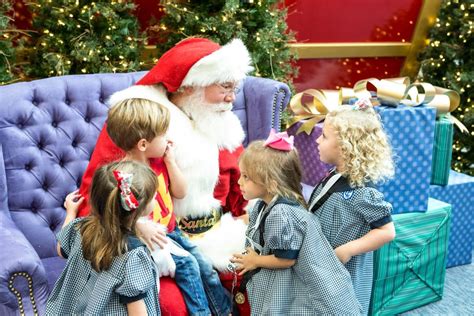 A holiday festival with Santa's sleigh and festive decorations