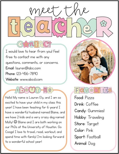 Meet the Teacher Template 4