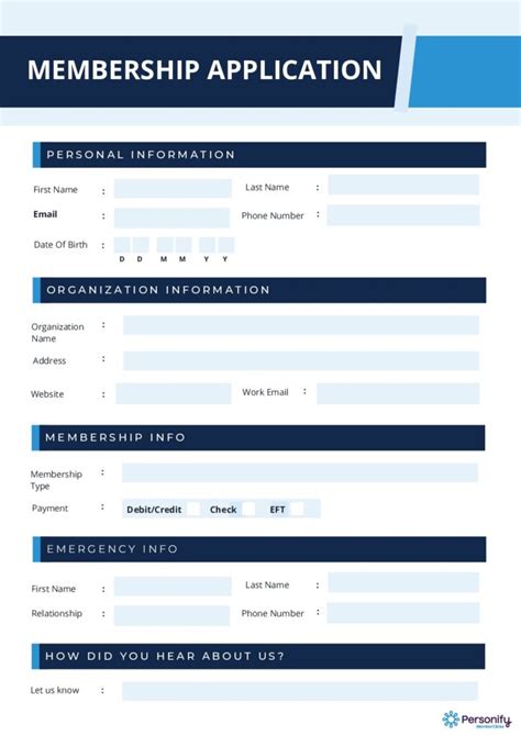 Membership Registration Form Template