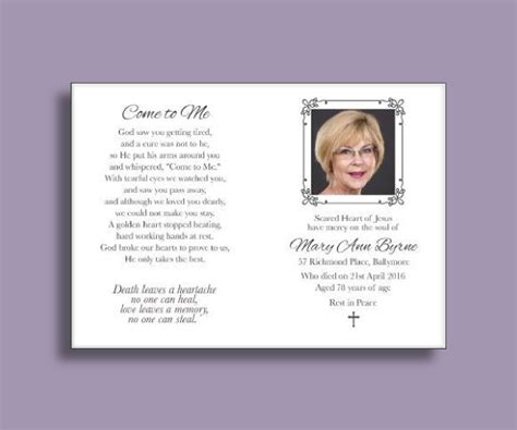 Memorial Card Example