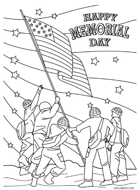 Memorial Day coloring page featuring a soldier saluting